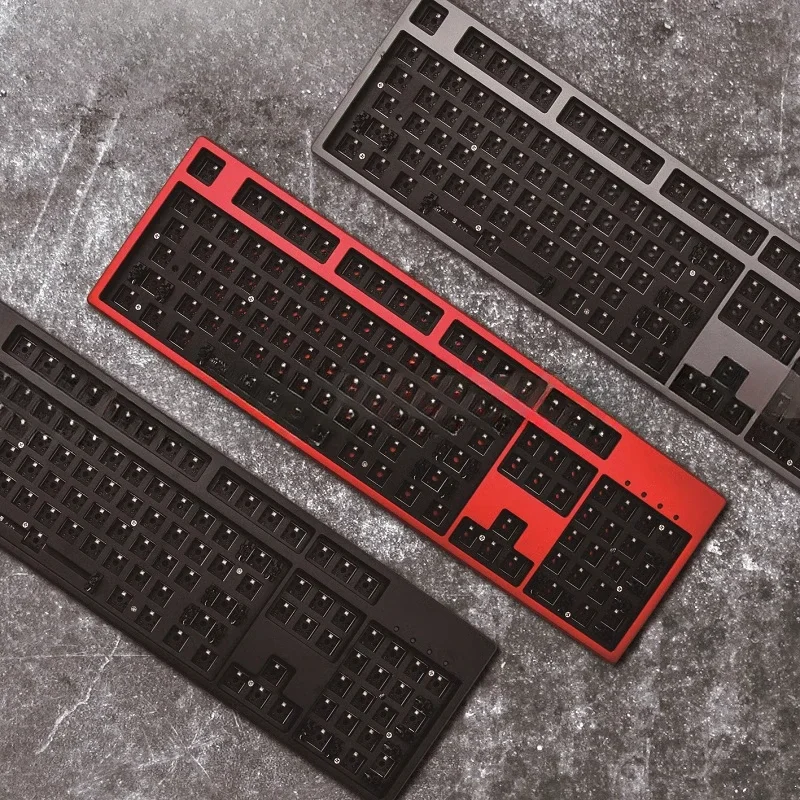 Kit de teclado mecánico JKLP V104, personalizado, monomodo, con cable, intercambio en caliente, RGB, CNC, junta a través de teclas FN para jugadores, regalos de diseño