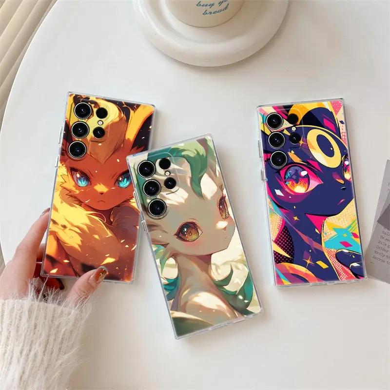 Leafeon Umbreon Pokemons Art funda de teléfono para Samsung Galaxy S25 S24 S23 S22 S20 Ultra S10 S25 Plus S21 FE Note 10 20 Fundas - imagen 2