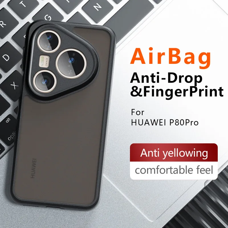 Para Huawei Pura 80, 80 Pro+, 80 Ultra Funda ELVEV Airbags anticaída TPU Funda dura para teléfono con sensación de piel para PC