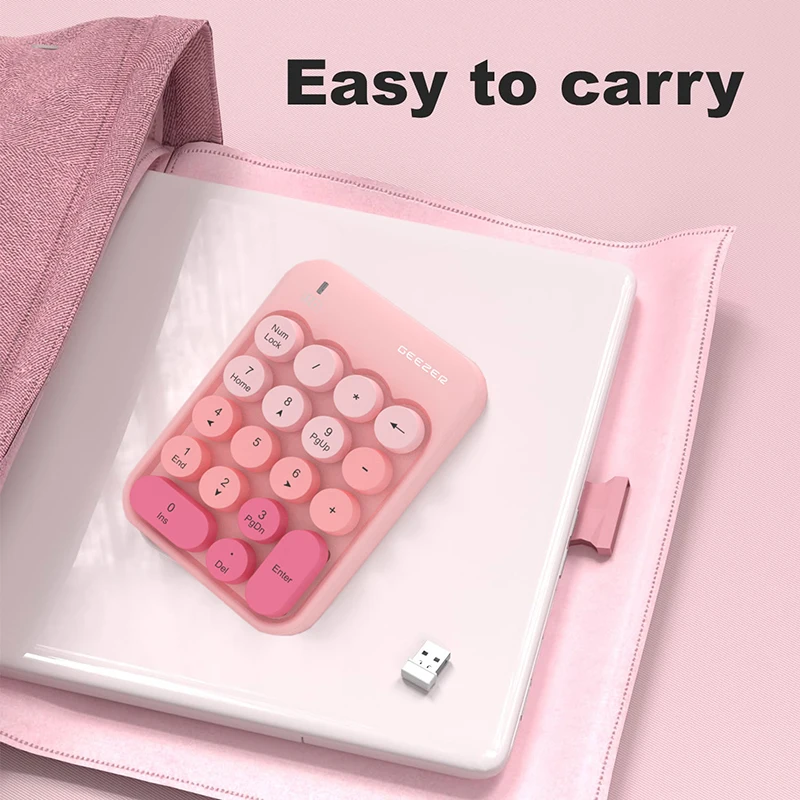 Teclado numérico inalámbrico USB portátil 2,4G, 18 teclas, teclas redondas Retro, Mini teclado numérico bonito para Window7/8/10 - imagen 5