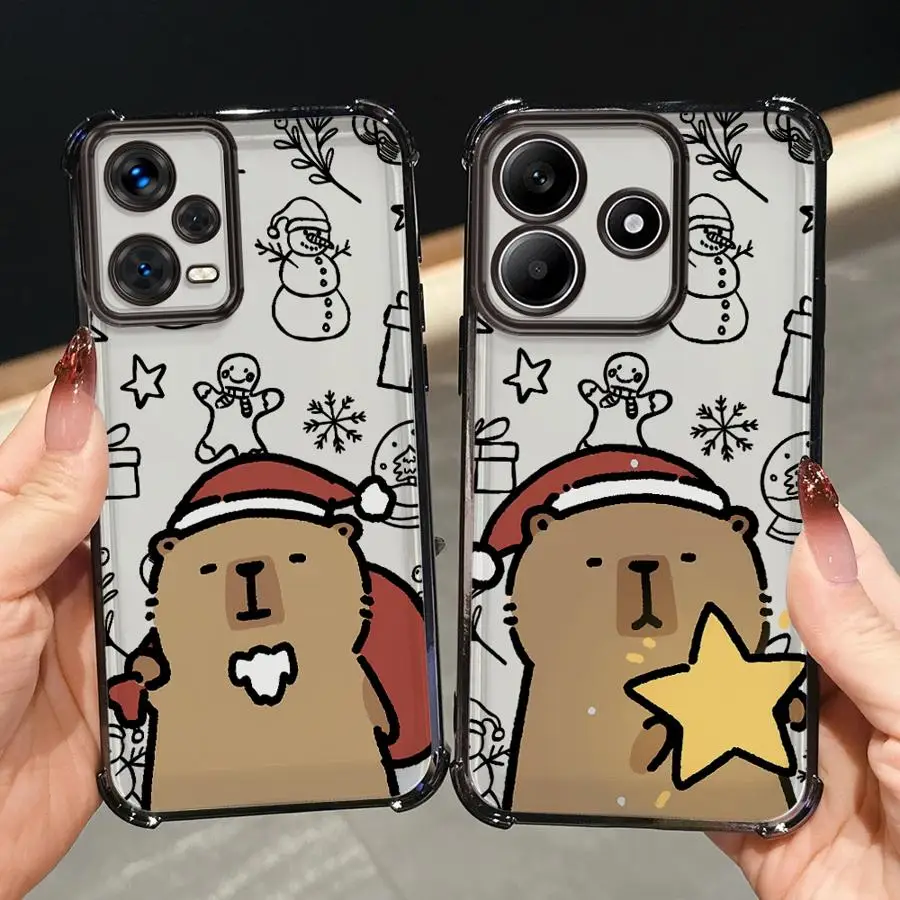Bonita funda transparente de capibara navideña para teléfono Redmi Note 9S 11s 10 Lite 10s 11 12 13 10 Pro 14 Pro Plus - imagen 2