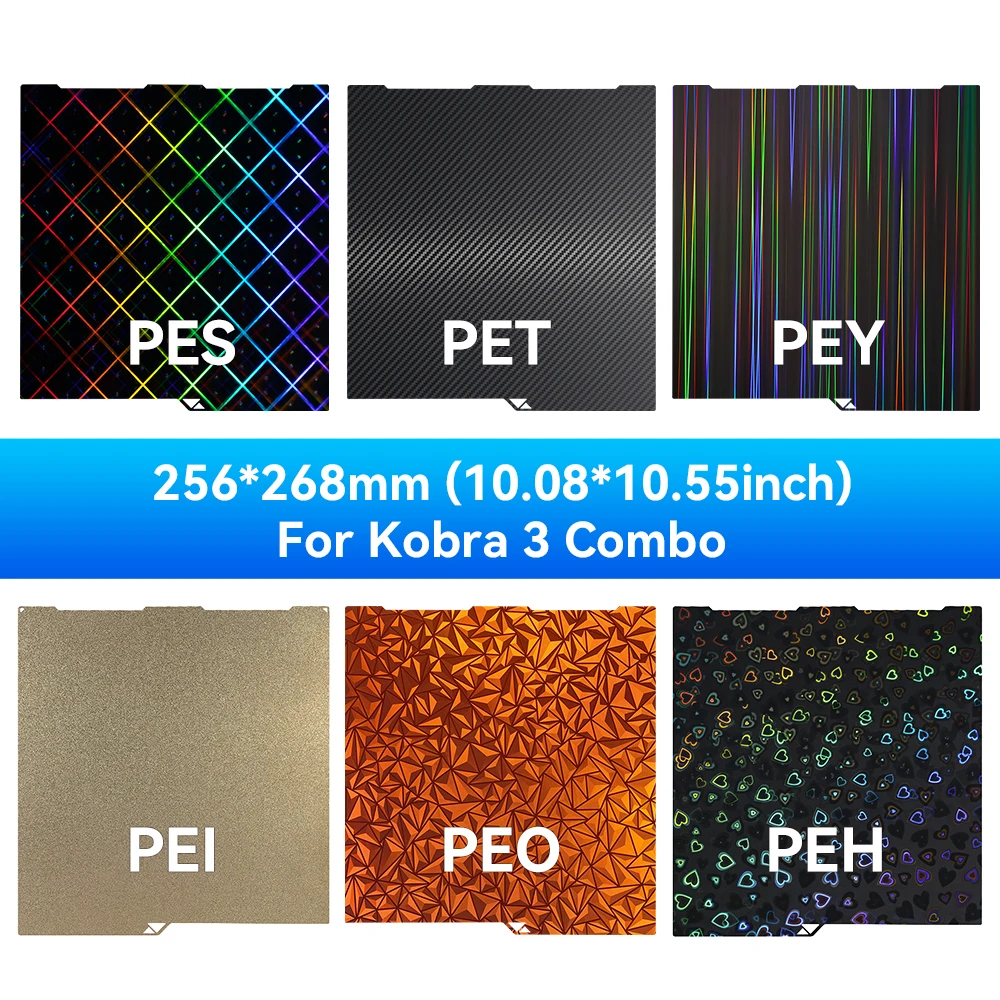 256x268 para Anycubic Kobra 3 Combo placa de construcción hoja de acero de resorte PEO PET PEY hoja de doble cara Anycubic Kobra 3 placa de construcción - imagen 4