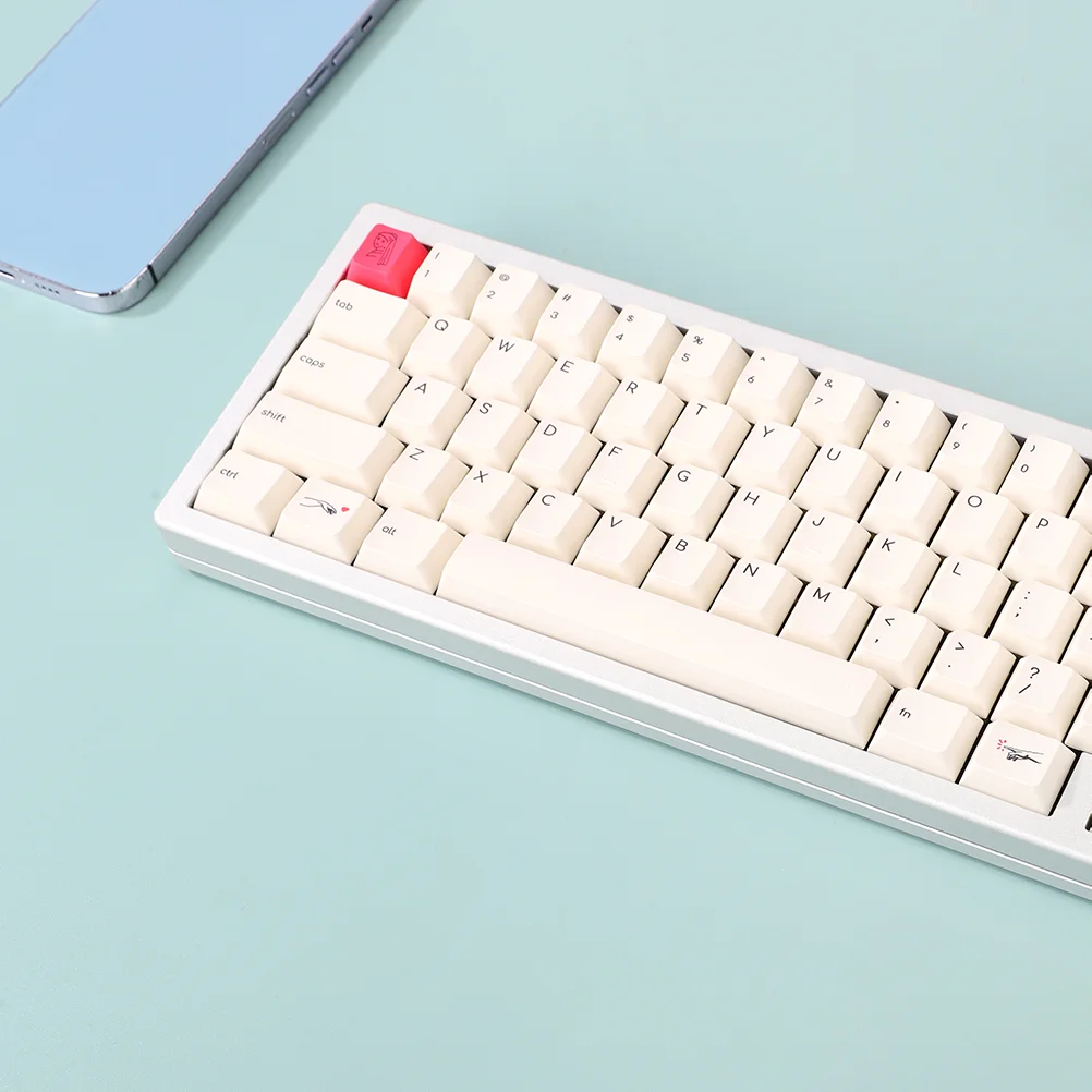 Juego de teclas con tema artístico, teclas redondas de perfil MOA de color blanco lechoso, teclas personalizadas con dibujos animados, bonitas tapas de teclado mecánico para jugar PBT pintadas a mano - imagen 5