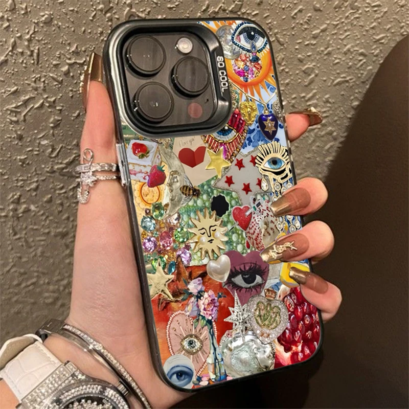 Funda de teléfono IMD con diseño de corazón brillante de mal de ojo para Xiaomi Redmi 14C 13 Redmi Note 14 13 12 11 10 Pro Plus 5G 12S - imagen 2