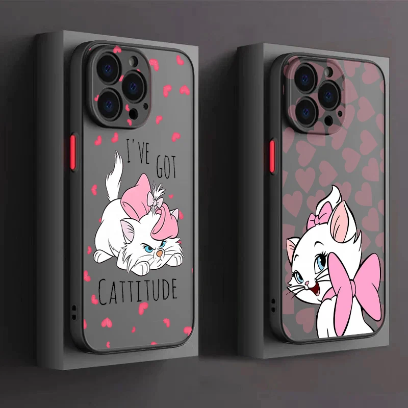 Dibujos animados de Los Aristogatos Marie Cat, translúcido esmerilado para Apple iPhone 16, 15, 14, 13, 12, 11, XS, XR, X Pro, Max Plus, Mini TPU