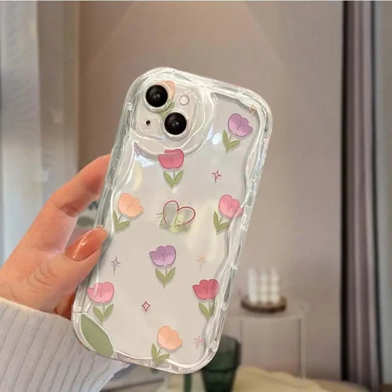 Funda de flor de tulipán de corazón rosa para Infinix Note 40 30 Pro Zero 30 Hot 40i 30i 30 Play Smart 8 Tecno Spark 20, Capa suave - imagen 3