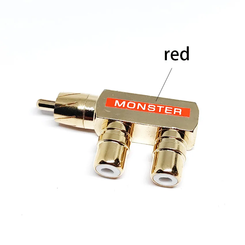 Adaptador RCA de enchufe divisor de audio AV chapado en oro, conector F de 1 macho a 2 hembra - imagen 4