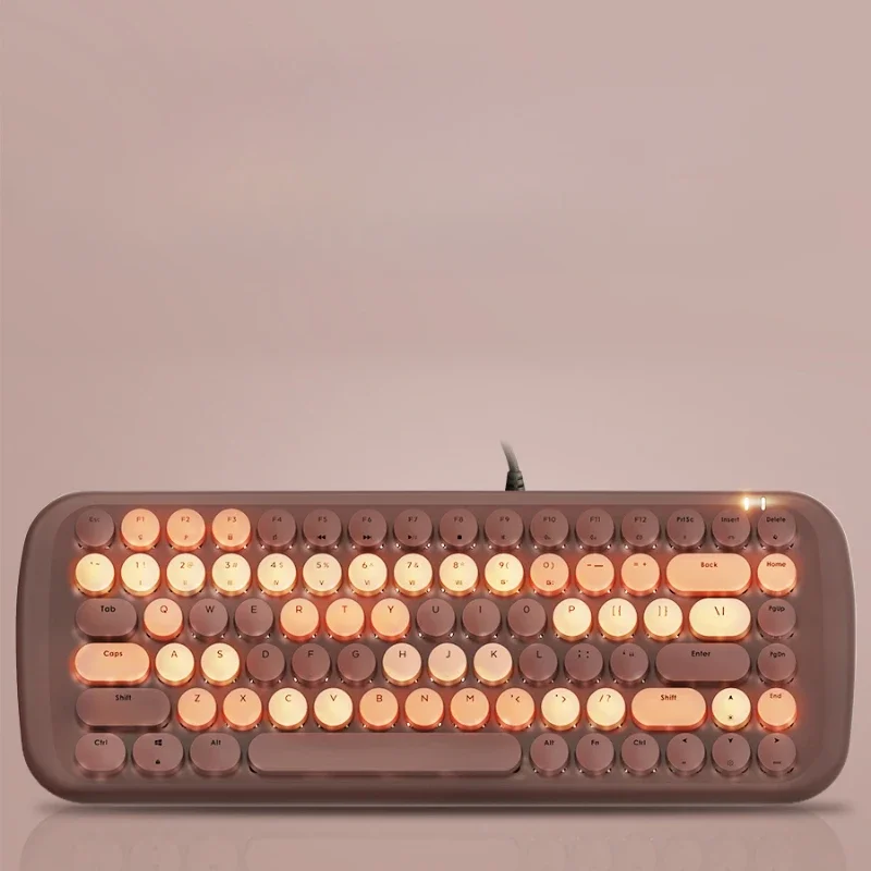 MiFuny-teclado mecánico Retro con cable, 87 teclas, retroiluminación RGB, tecla redonda, bonito teclado para juegos de oficina para PC, portátil - imagen 3