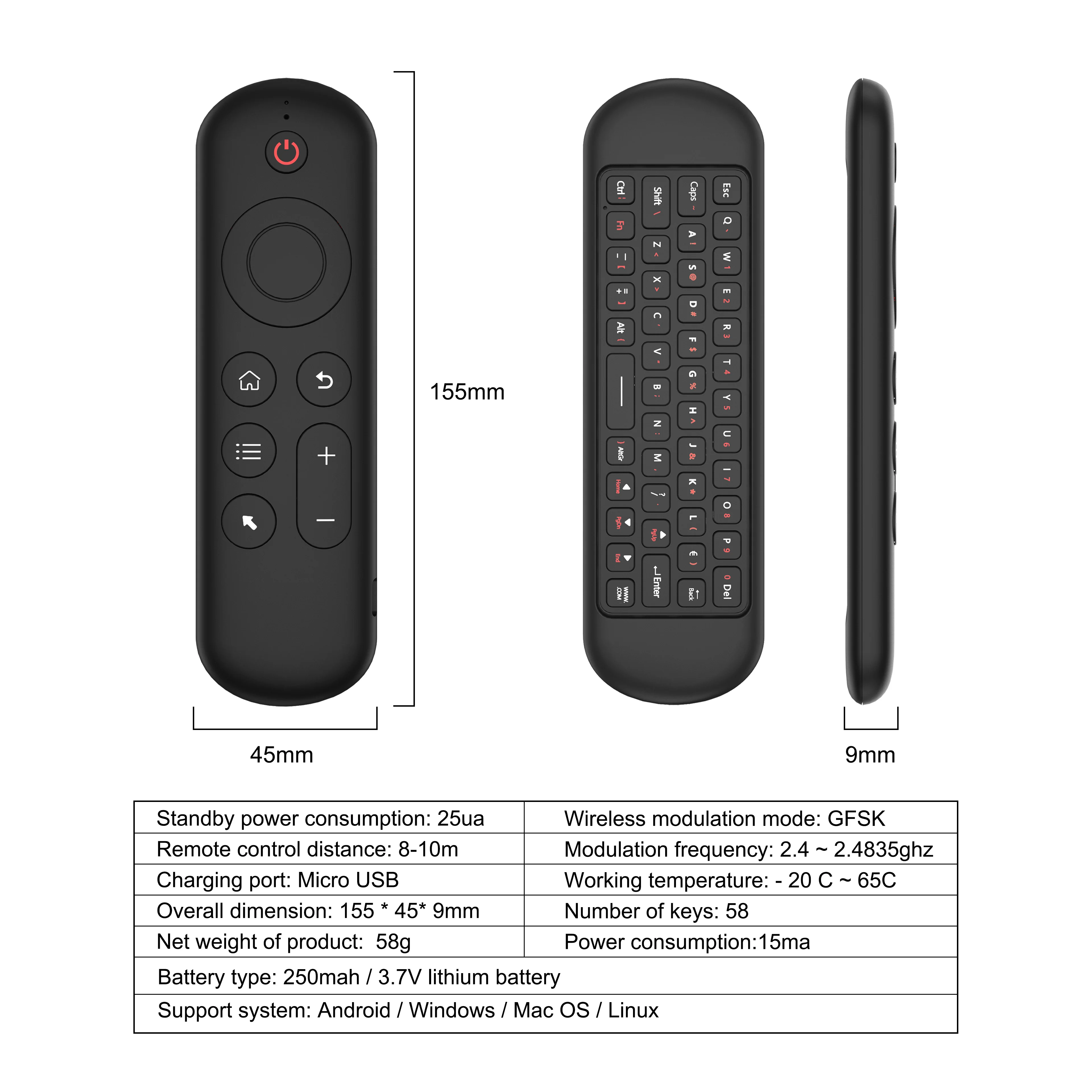 Mini teclado Bluetooth 5,0 2,4G inalámbrico Air Mouse retroiluminación Control remoto por voz para ordenador portátil Android TV Box Smart TV - imagen 5