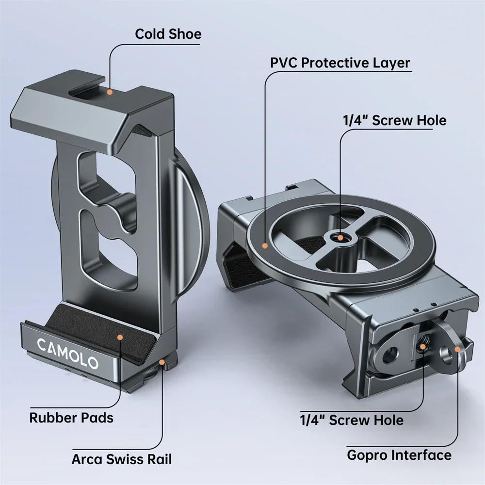 Soporte magnético para teléfono 3 en 1 con adaptador Gopro plegable oculto, utiliza un imán Gopro Gear N52 compatible con Iphone 12-16/android 70-90Mm - imagen 3