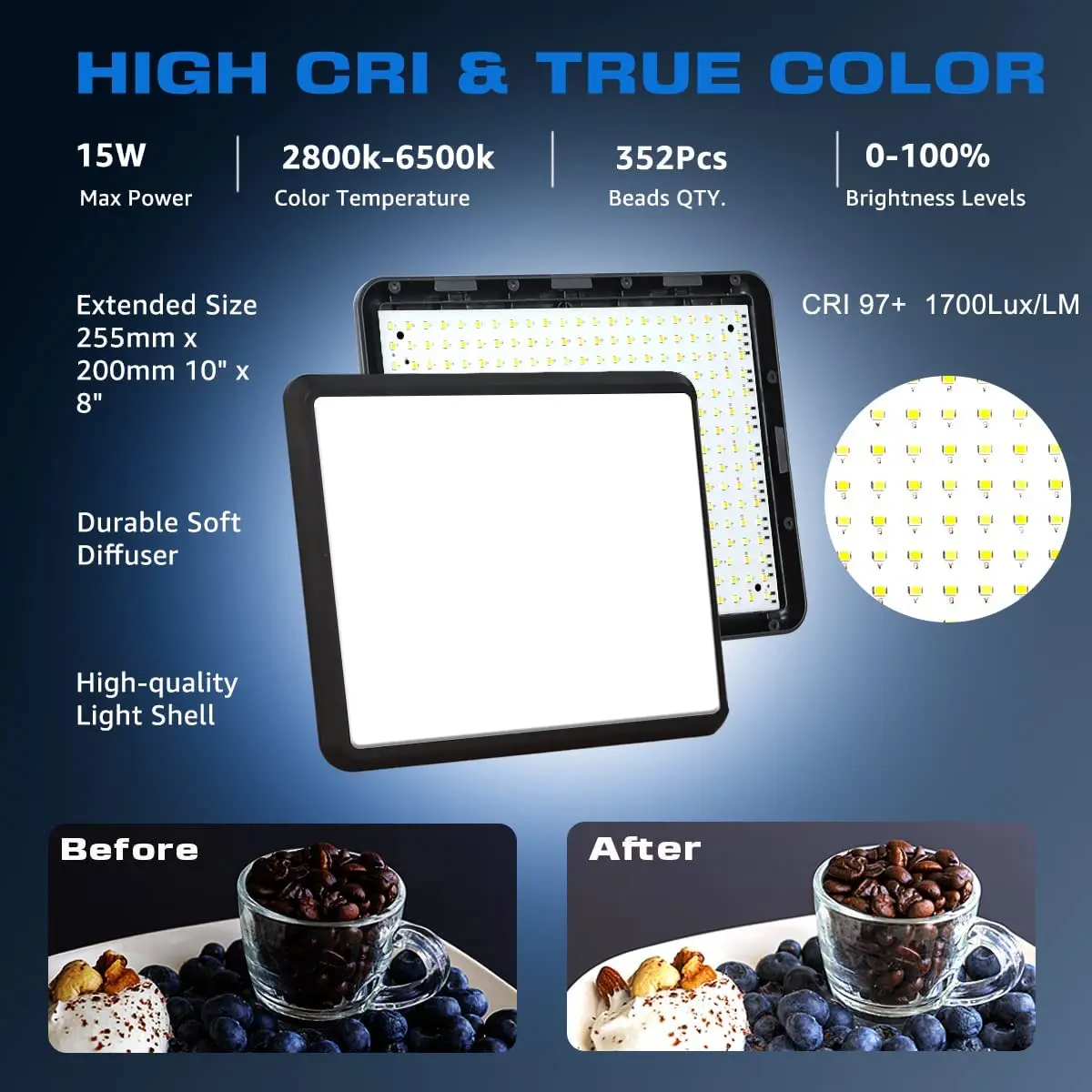 Luces LED de transmisión de estudio, iluminación de vídeo portátil, Kits de estudio fotográfico para cámara de vídeo, juego de fotografía, YouTube, TikTok - imagen 5