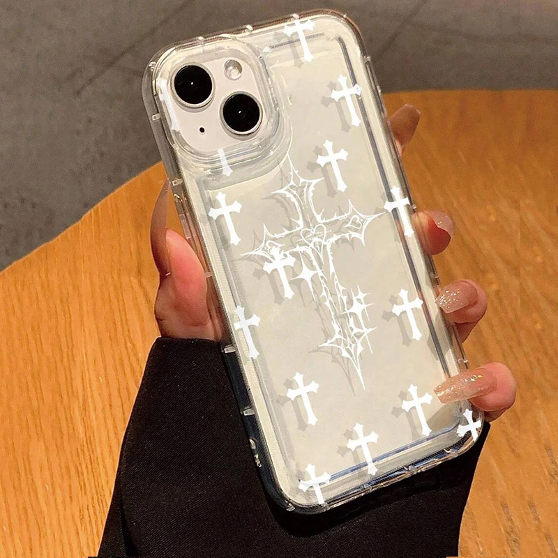 Funda transparente con estampado de flores cruzadas de estilo Punk rosa para Xiaomi Mi 11, 12 Lite, 5G, 12X, 12, 13T, 14 Pro, Poco X6, X3, F5, cubierta trasera Caqa - imagen 3