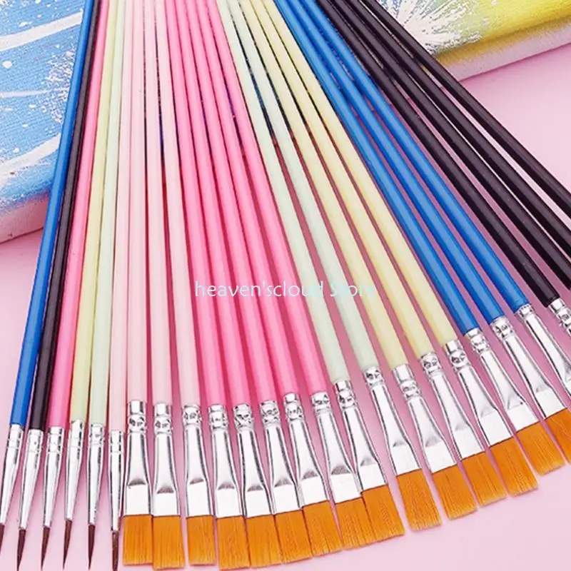 Y88B 50 Uds pinceles arte profesional pelos nailon suave punta fina cabeza cepillo redondo pincel artista - imagen 4