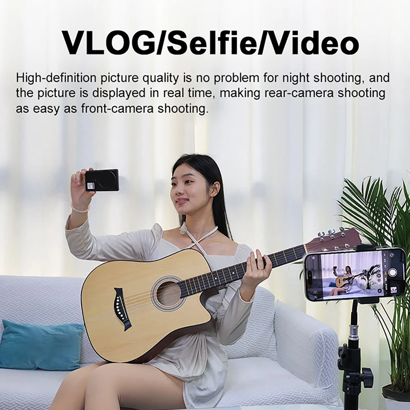 Monitor de Selfie magnético para teléfono, proyector de pantalla, cámara trasera para teléfono inteligente, transmisión en vivo de Selfie Vlog para Android iPhone 14 15 16 - imagen 3