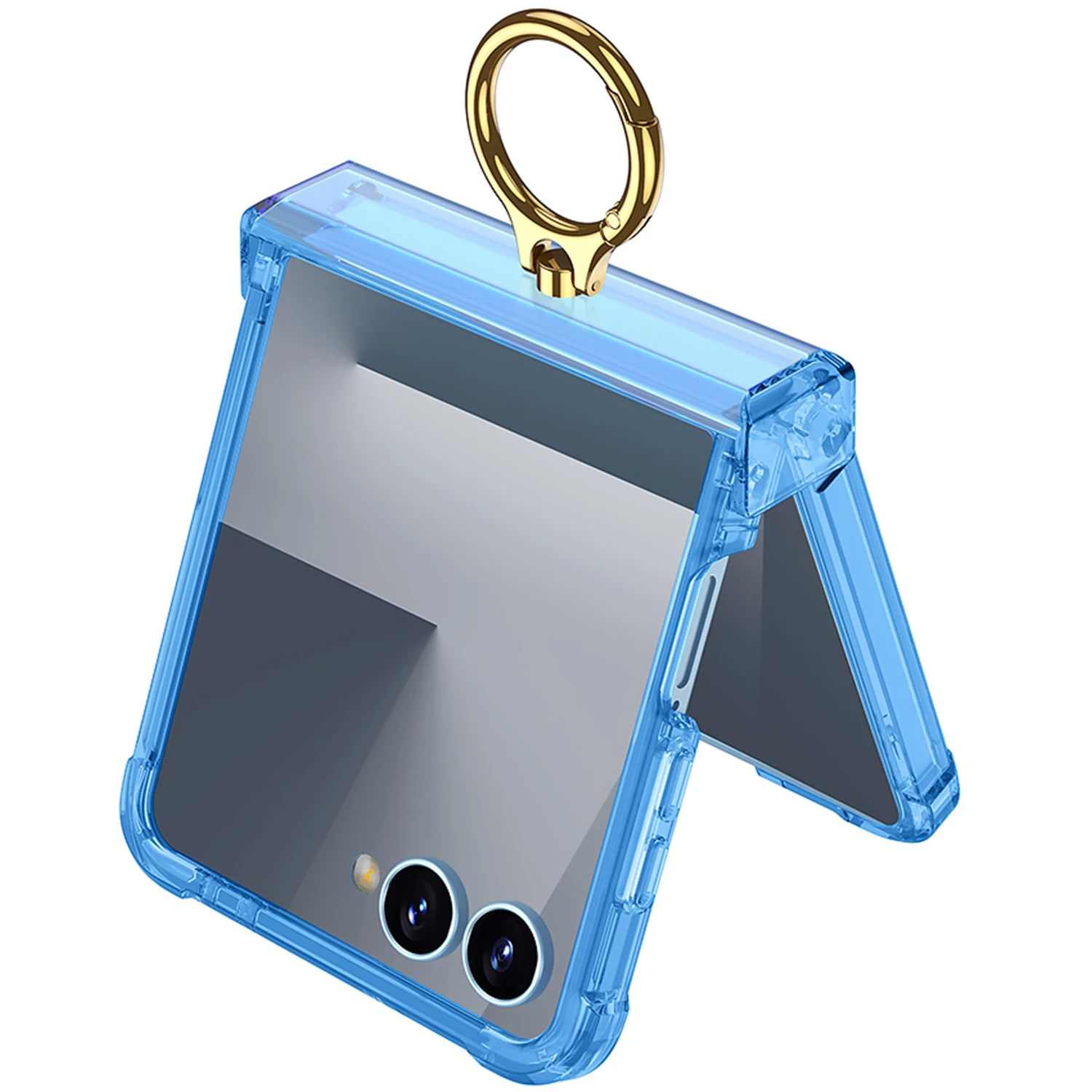 Funda de teléfono con soporte de anillo de lujo, protección de bisagra Armpr para Samsung Z Flip 7 6 5 Z Flip7FE, cubierta trasera transparente a prueba de golpes - imagen 4