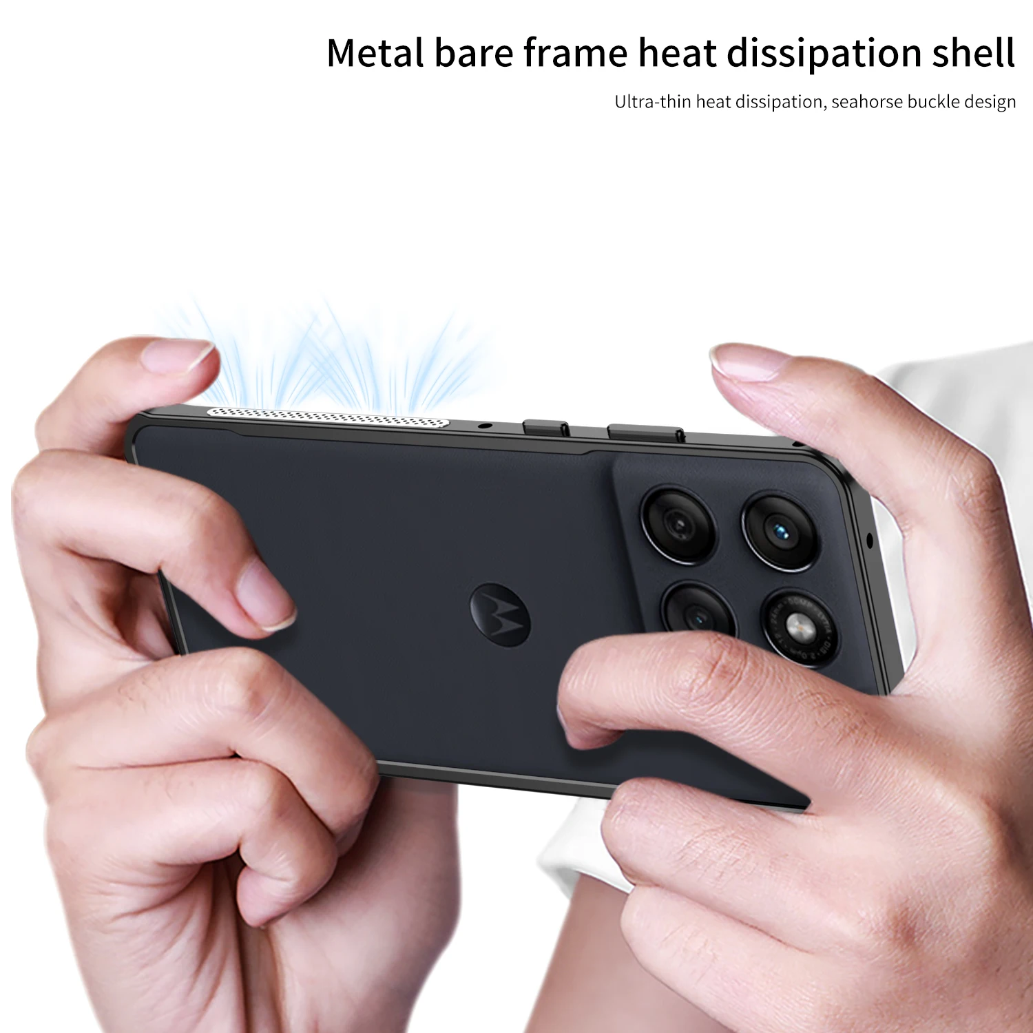 Funda con marco de Metal para Moto Edge 60 Pro 60S, cubierta ultrafina con diseño de hebilla de caballito de mar y disipación de calor para Motorola Edge60 Pro 60S - imagen 5