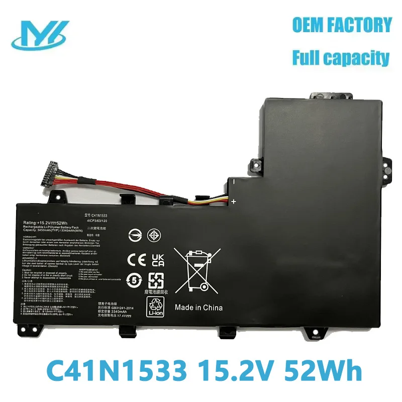 15,2 V 52Wh batería del ordenador portátil C41N1533 para Asus Q524U Q534U Q524UQ Q524UQK Q534UX Q534UXK Q504UQ Q504UX ZenBook Flip UX560UQ batería