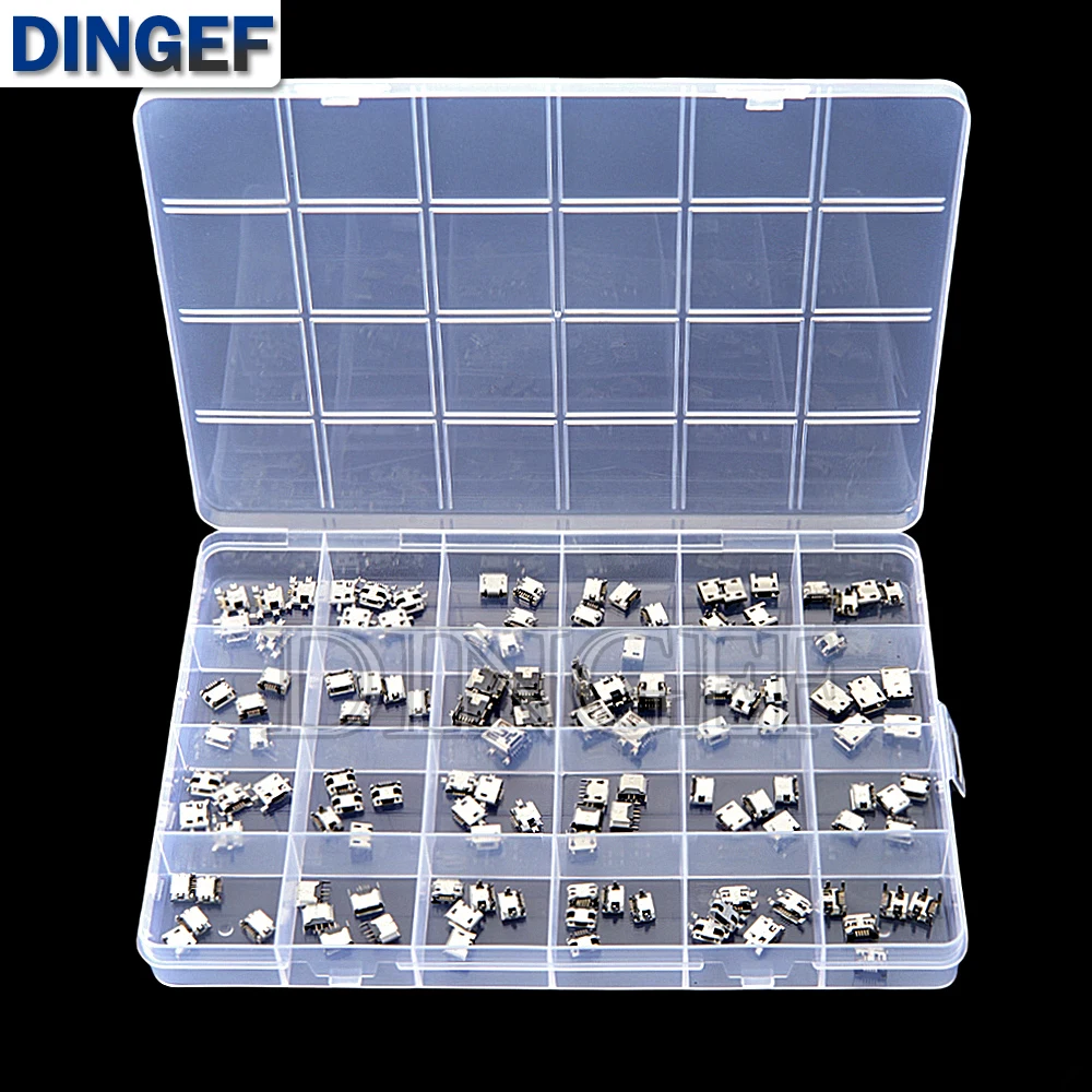 Kit de conectores Micro USB de 120 Uds., 24 modelos, Mini conectores de soldadura Usb hembra Diy para MP3/4/5 Samsung Huawei SMD DIP Socket Kit - imagen 4