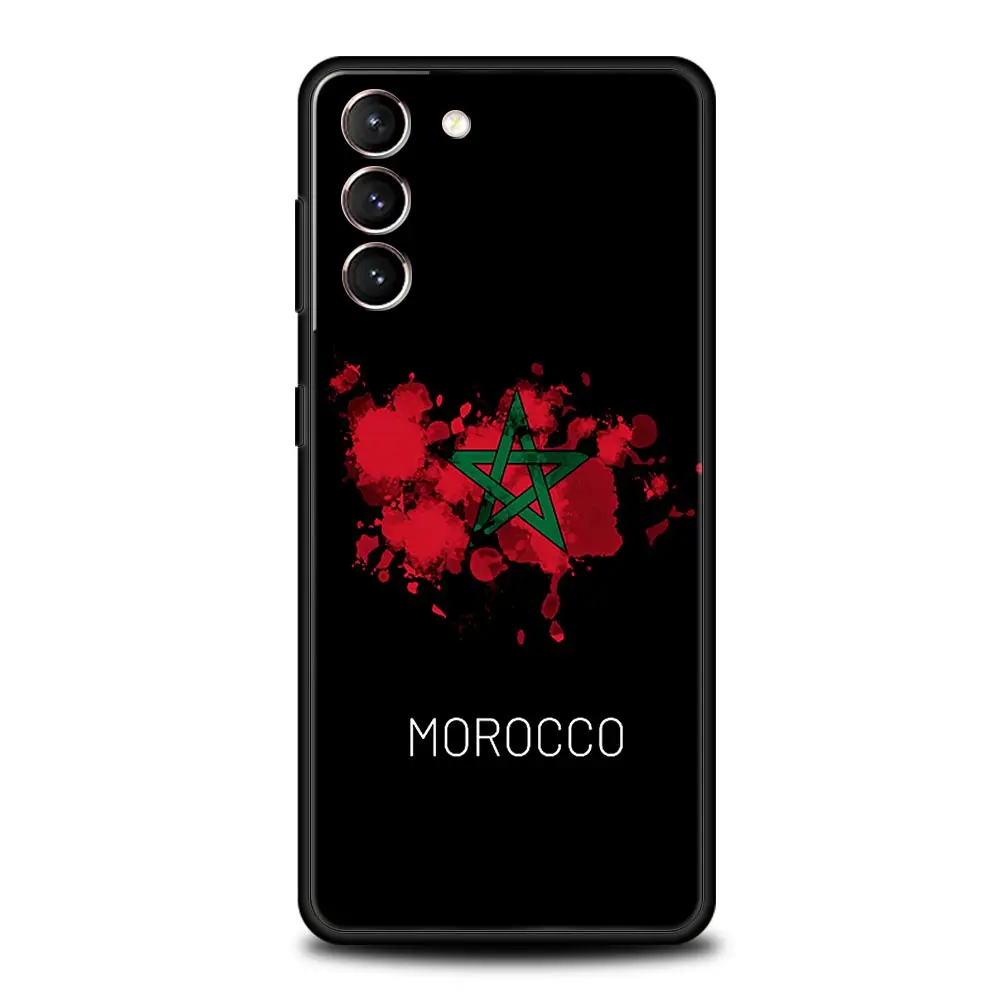 Funda de teléfono con pasaporte y bandera de Marruecos para Samsung Galaxy S24 S23 S22 S20 Ultra S21 FE 5G S10 S9 Plus S10E S8 Note 20 funda negra suave - imagen 4
