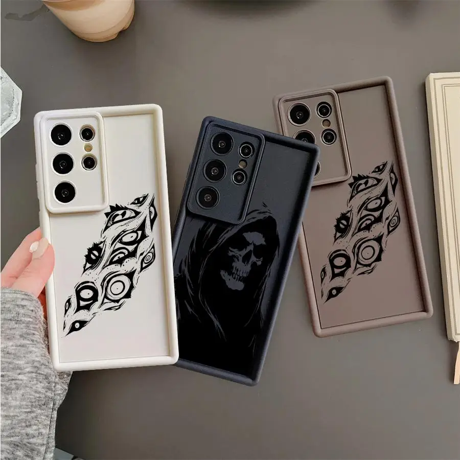 Funda de teléfono con calavera para Samsung Galaxy S24 S24 FE S25 S22 S21 S20 S25 Ultra S23 S23 Plus Note 20 TPU Ultra suave - imagen 4