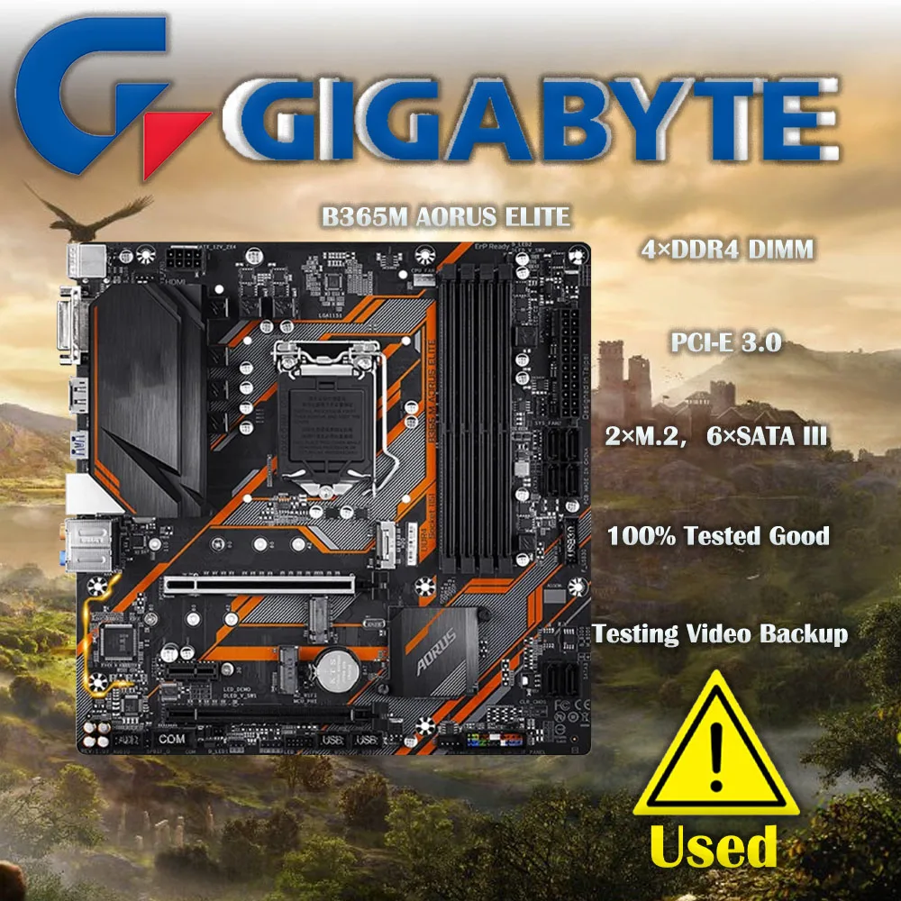 GIGABYTE B365M AORUS ELITE Micro ATX Intel B365 M.2 SSD New 64G Double Channel Support 8 9 Gen LGA 1151 CPU Motherboard