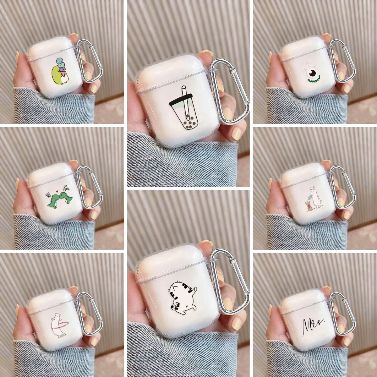Funda para auriculares Little Dinosaur para Apple Airpods 3, funda para auriculares Bluetooth para Air Pods 4 Pro3 2 1 4. ° carcasa a prueba de golpes con gancho