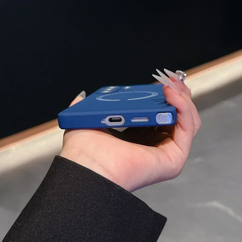 Fundas de carga inalámbrica magnéticas de lujo para Samsung Galaxy A14 4G 5G cubierta de doble capa SamsungA14 Magsafe bolsa de teléfono de silicona líquida - imagen 4