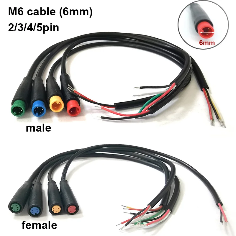 M6 M8 2/3/4/5 Pin core 6mm macho hembra Julet bicicleta eléctrica conector de clavija anal Cable Sensor de señal impermeable Scooter cable - imagen 2