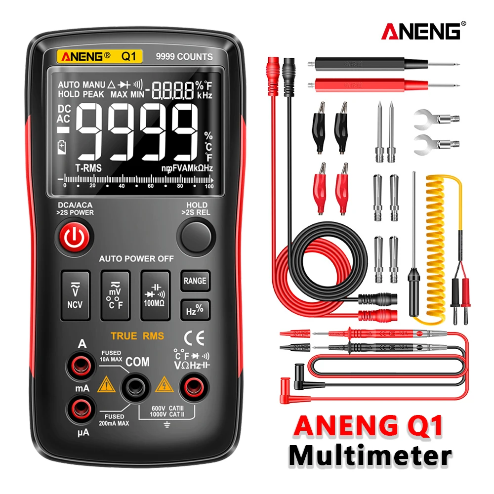 ANENG Q1 polimetro tester digital multimeter profesional multimetro multimeter multímetro Digital de verdadero botón 9999 rm409b probadores de automoción eléctrica comprobador dmm transistor tester - imagen 2