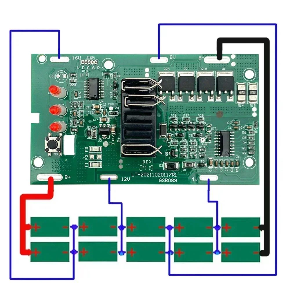 Batería carcasa de plástico PCB placa de circuito de protección de carga 18V 20V batería de iones de litio 4511396 adecuada para Ein 18V 20V - imagen 3