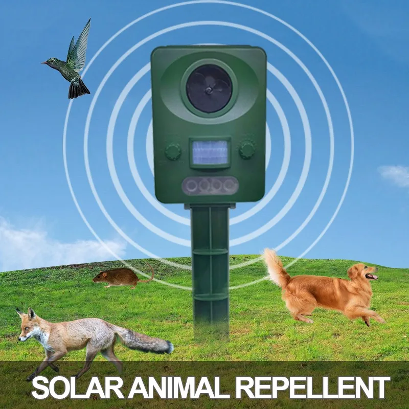 Repelente ultrasónico para perros y gatos, repelente de Gopher ultrasónico resistente al agua, estaca recargable para huerto/invernadero/jardín de verduras - imagen 3