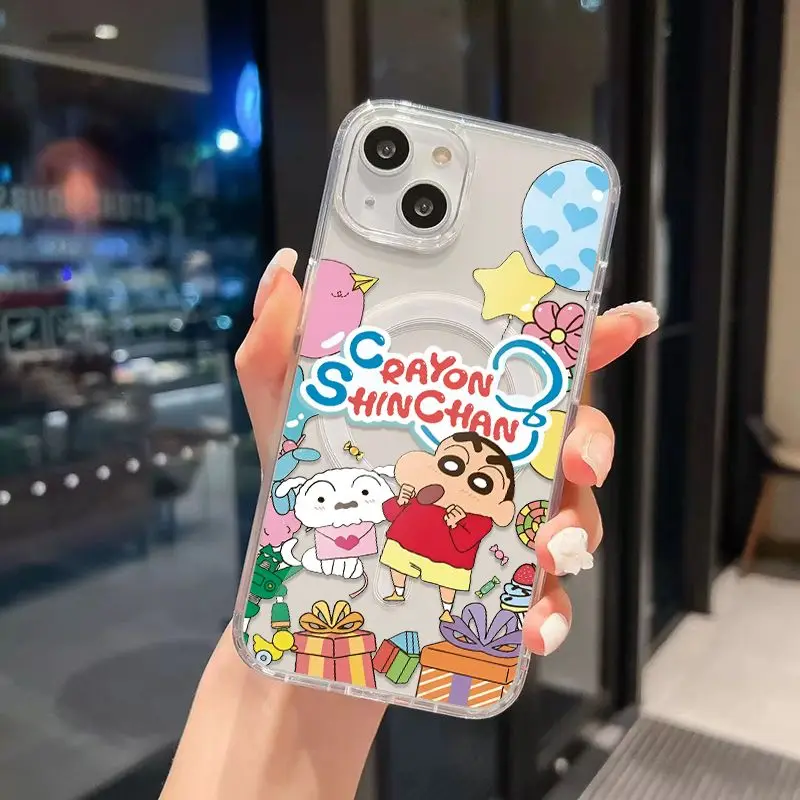 Crayones Shins Chans Magsafe funda de teléfono magnética para Samsung Galaxy S24 S23 S22 S21 S20 FE Plus Ultra 5G funda de Tpu transparente suave - imagen 4