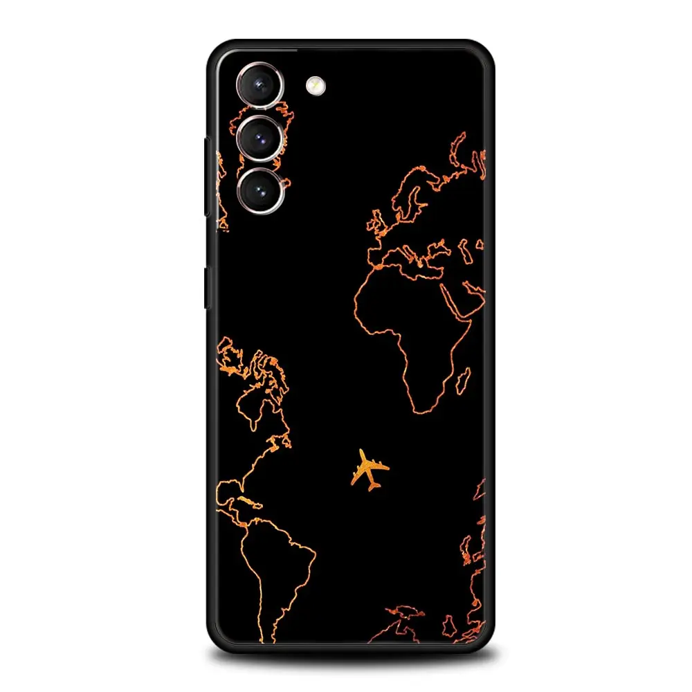 Funda de teléfono con diseño de mapa del mundo de dibujos animados para Samsung Galaxy S24 S23 S22 S20 Ultra S21 FE 5G S10 S9 Plus S10E S8 - imagen 5