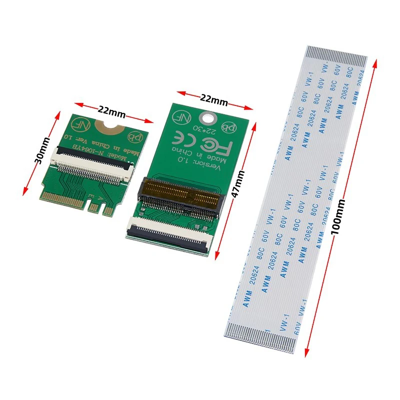 Interfaz M.2 Key A + E a tarjeta elevadora con ranura M.2 Key E con Cable de extensión FPC compatible con protocolo PCIE, tarjeta WiFi M2, extensor WiFi M.2 - imagen 2