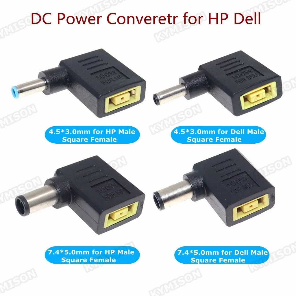 Adaptador de corriente para ordenador portátil, conector hembra cuadrado de CC a 7,4x5,0mm, 4,5mm x 3,0mm, convertidor Jack macho para HP, Dell, Lenovo, Notebook