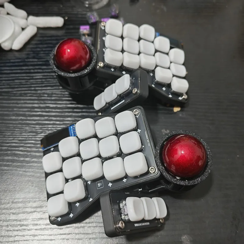 2025New Crosses 3X5 Teclado dividido personalizado con cable/inalámbrico Dual Track Ball Choc V1 soporte QMK/ZMK pantalla de juego de intercambio en caliente Teclado - imagen 4