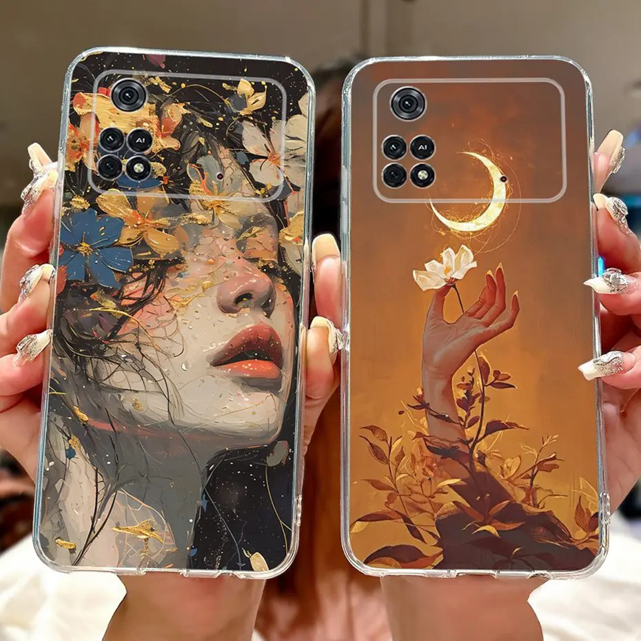 Funda de pintura de moda para Xiaomi Poco M4 Pro, fundas de teléfono de silicona suave TPU para Xiaomi Poco M4 5G M4Pro 5G 4G, parachoques de cubierta trasera