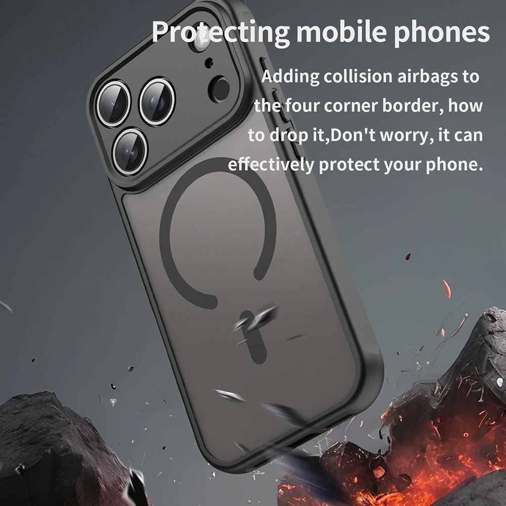 Para Magsafe funda de teléfono magnética translúcida mate para iPhone 17 Pro Max 16 15 14 13 12 Pro Max Plus 17 fundas de aire carcasa de sensación de piel funda para iphone 17 pro max - imagen 3