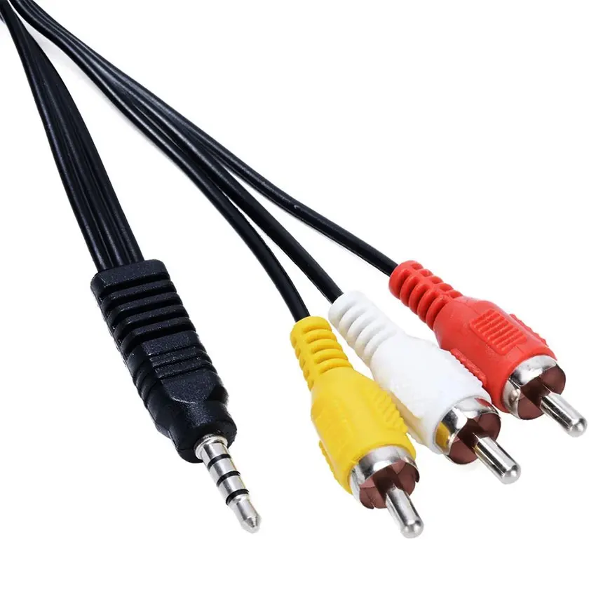 1m 3,5mm Jack Aux a 3 RCA Cable de Audio y vídeo estéreo Y Cable divisor AV adaptador 3RCA Cable para PC DVD TV VCR altavoces cámara - imagen 4