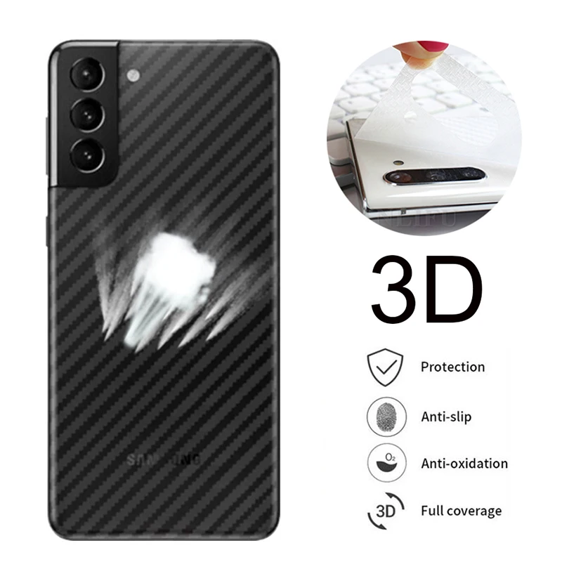 Película protectora 3D de fibra de carbono para Samsung Galaxy Note 20 S20 S21 S22 Ultra A52s 5G A51 A71, Protector de pantalla de cubierta completa trasera, 5 uds.