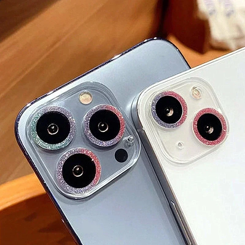 Protector de lente de cámara con purpurina para IPhone 17 16 15 Pro Max 12 Mini Plus 16 Pro 13Pro IPhone 15 cubierta completa de vidrio templado - imagen 4