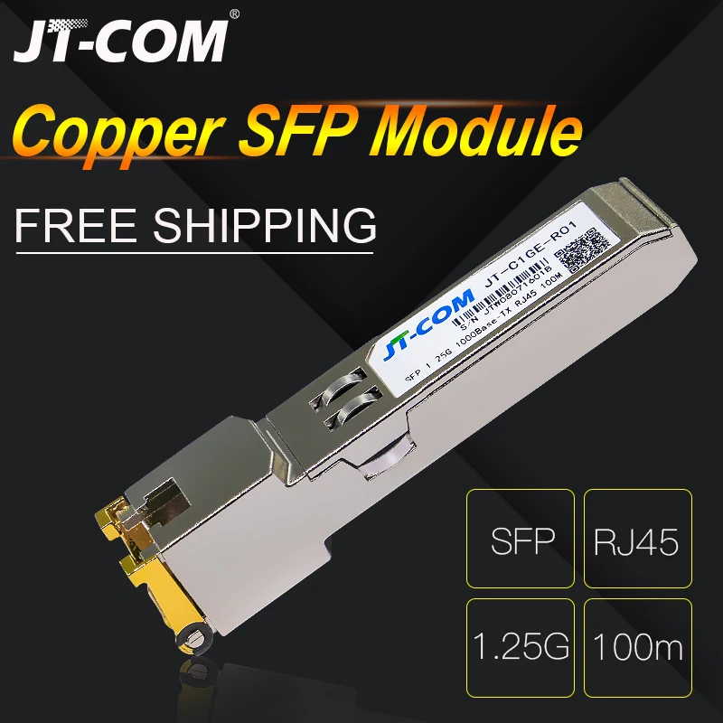 Módulo transceptor SFP de cobre RJ45 de 1,25G 1000Base-Tx Ethernet Gpon Olt fibra óptica FTTH Compatible con con interruptor Cisco/Mikrotik