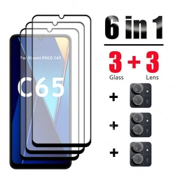Kit 6 en 1 Vidrio Templado POCO C65 – Protector Pantalla y