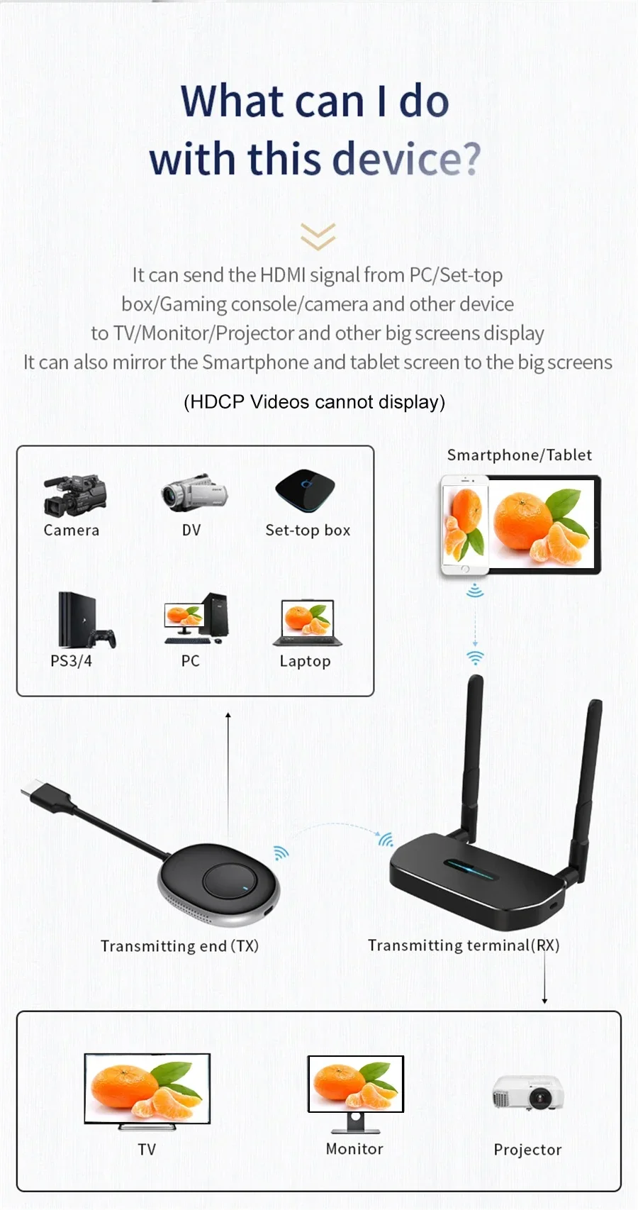 Interruptor inalámbrico extensor HDMI transmisor de vídeo receptor adaptador de pantalla 8 TX a 1 RX para cámara DVD portátil PC a proyector de TV - imagen 4
