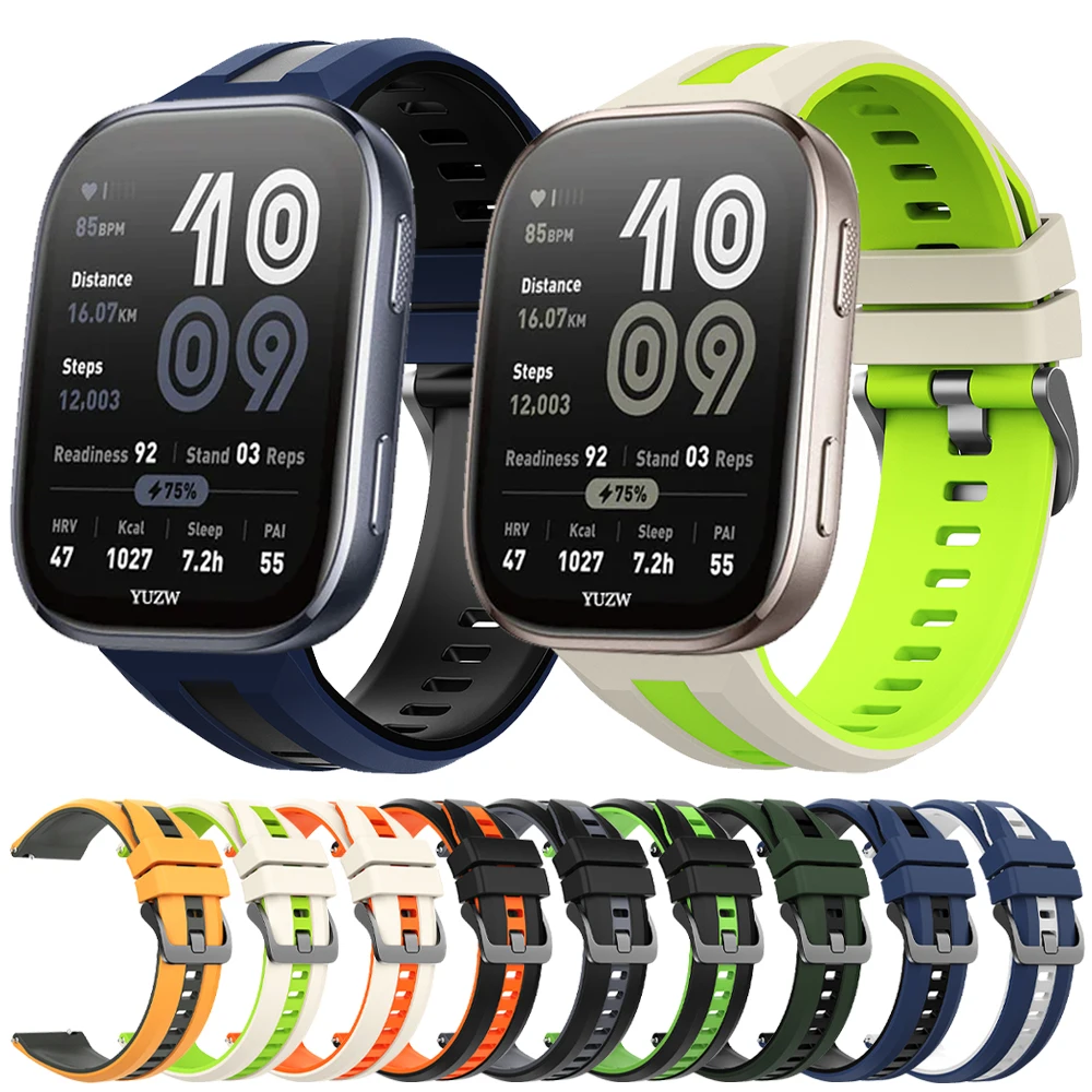 Correa de silicona de 22mm para Amazfit Bip 6 5 Unity/GTR 2 3 4 pulsera para Amazfit Balance 2/Cheetah Pro/Stratos pulsera deportiva - imagen 2