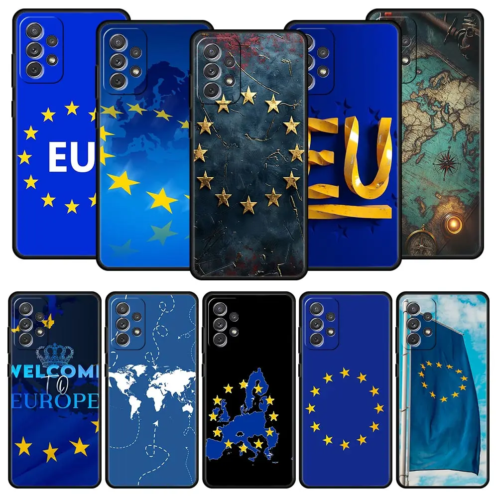 Funda de teléfono con bandera de la UE para Samsung A51 A71 A21S A17 A11 A15 A25 A31 A41 A23 A33 A53 A73 A07 A03S A05S A13 A35 A55 5G