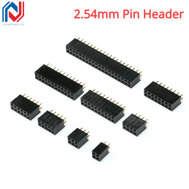 10 Uds 2,54mm 2x2/3/4/5/6/8/10/12/16/20/40 Pin hembra recta doble fila Pin encabezado tira conector PCB