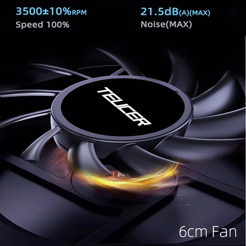 TEUCER UT-60 ventilador delgado con cubierta de PC de 60mm 3500RPM alto flujo de aire Control inteligente de temperatura enfriador de CPU ventilador de refrigeración ultrafino de 6/7CM - imagen 4