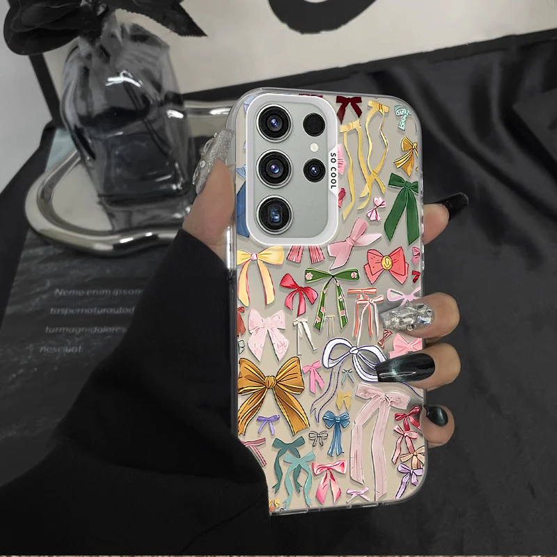 Funda esmerilada con lazo estético para Samsung Galaxy S25 S24 S23 S22 Ultra S21 Plus S20 FE A73 A72 A71 A56 A55 A54 A53 cubierta acrílica - imagen 2