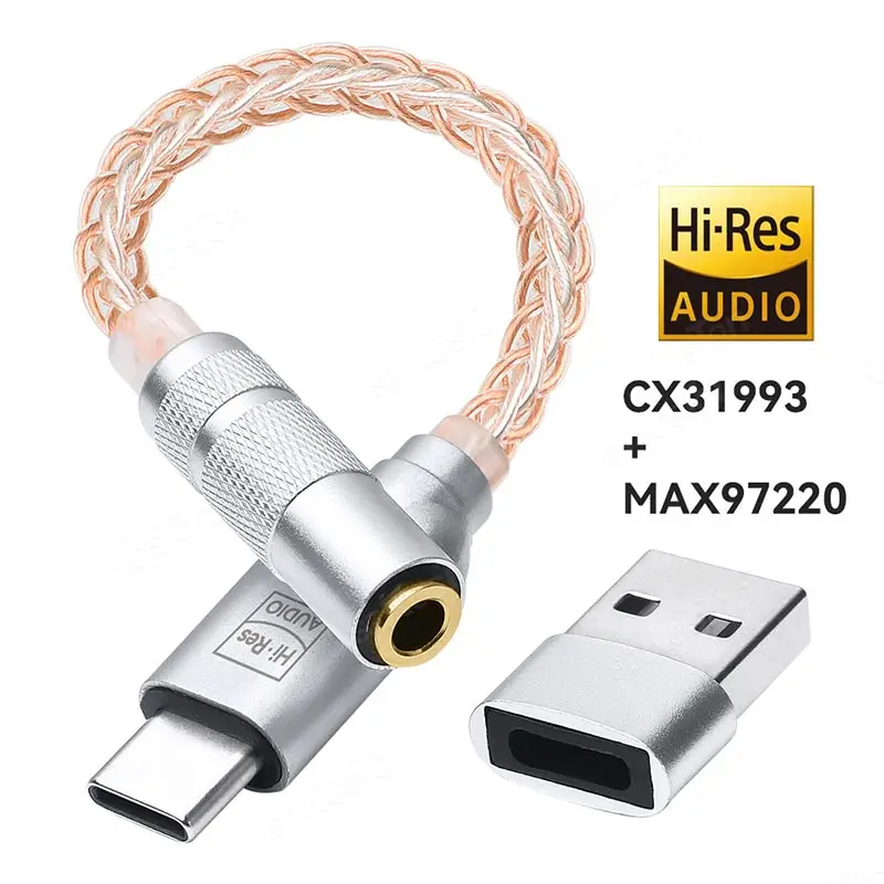Amplificador de auriculares tipo C a 3,5mm CX31993 MAX97220 decodificador de Audio de doble Chip IEM AMP adaptador de teléfono inteligente para iPhone15 Samsung